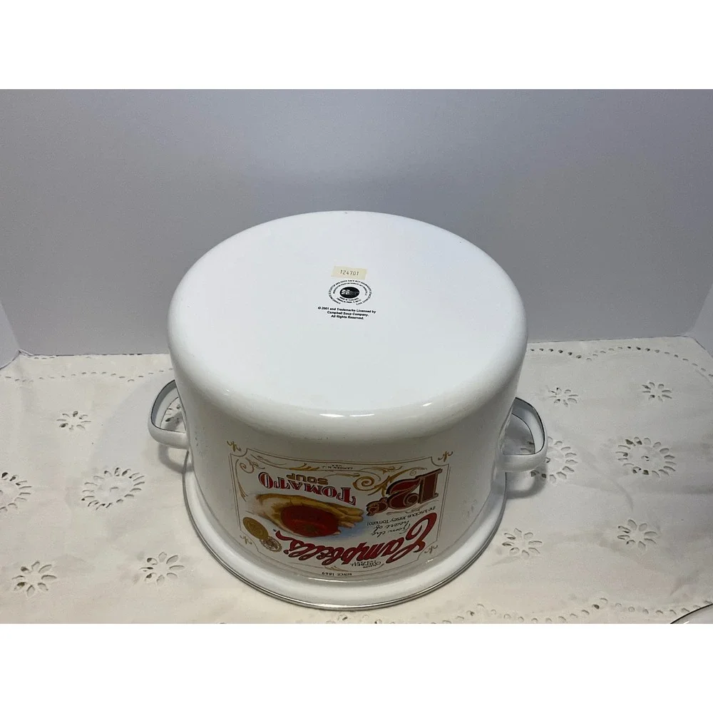 Campbells Soup Enamelware Set Stockpot Saucepan Mugs Ladle Vintage Style 5pc